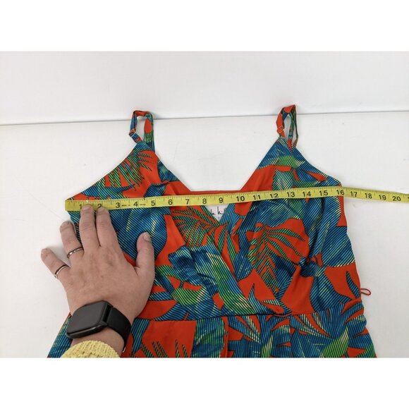 Nicole MIller V Neck Tropical Floral Tank Dress Womens Size 6 Summer - Picture 8 of 11